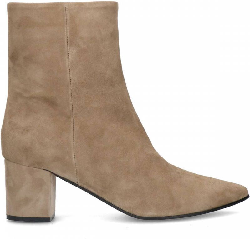 Manfield Beige suède enkellaarsjes
