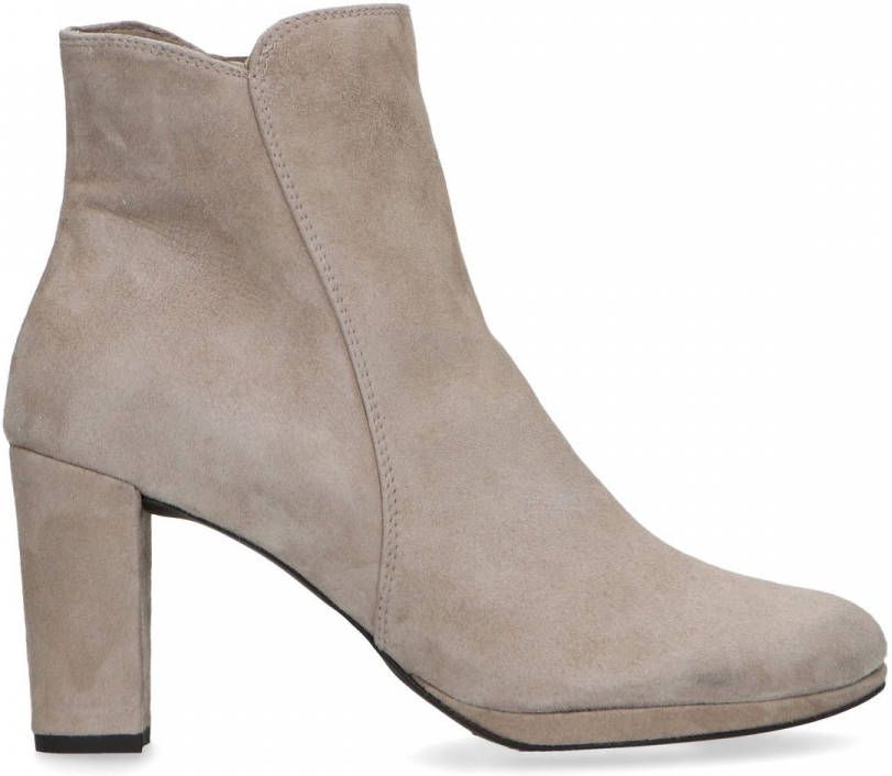 Manfield Beige suède enkellaarsjes met hak