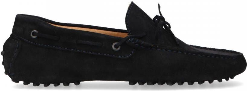 Manfield Blauwe suède loafers