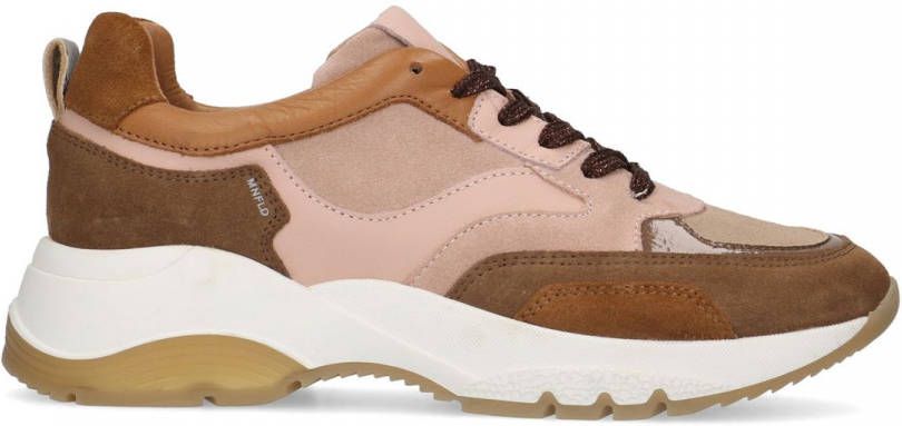 Manfield Bruine suede sneakers met gekleurde details