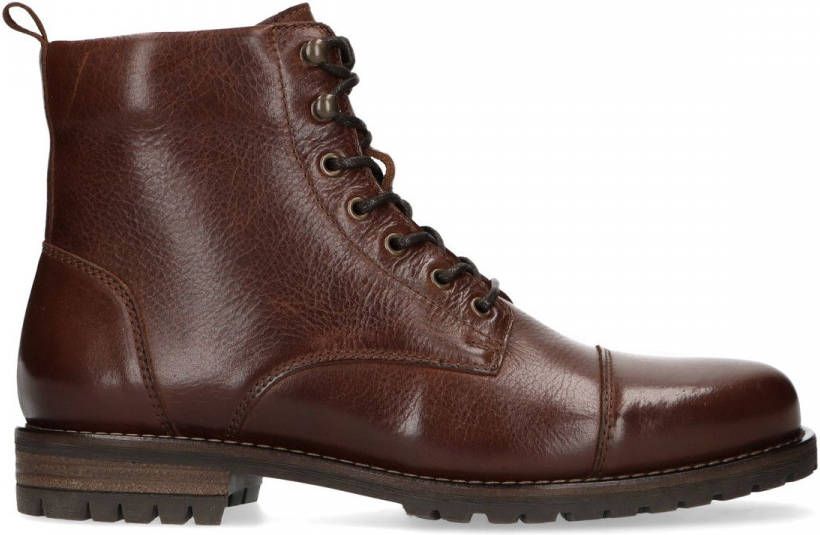 Manfield Cognac leren veterboots