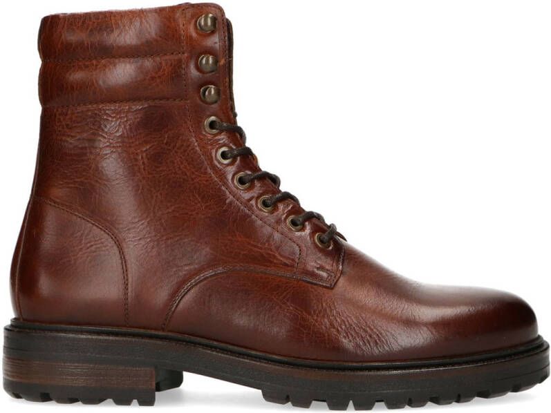 Manfield Cognac leren veterboots