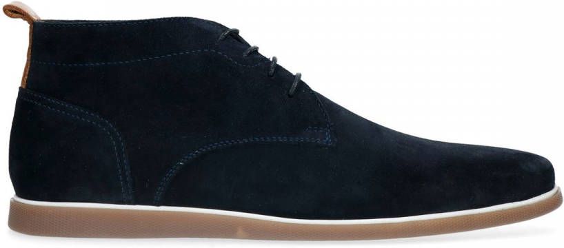 Manfield Donkerblauwe suède veterboots