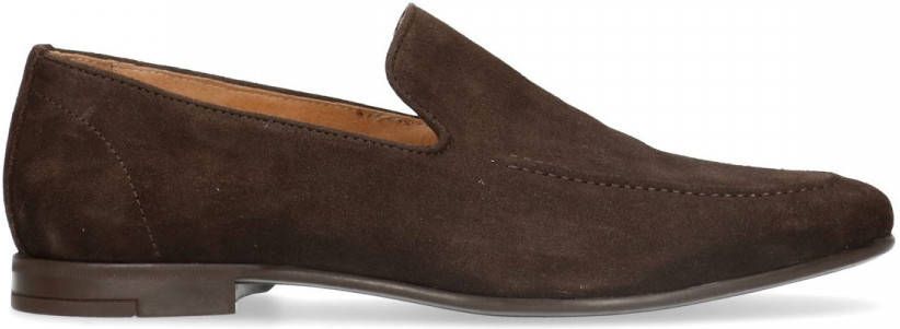 Manfield Donkerbruine suède loafers