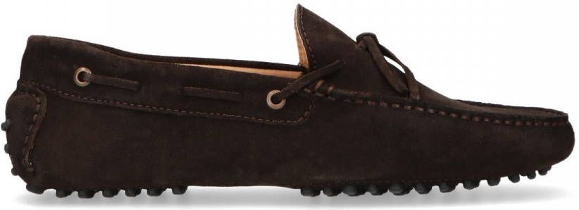 Manfield Donkerbruine suède loafers