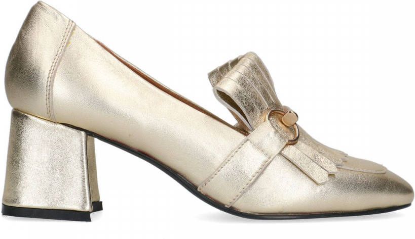 Manfield Goudkleurige leren gesloten pumps