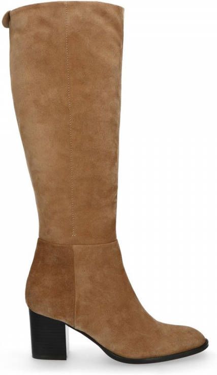Manfield Hoge beige laarzen met hak
