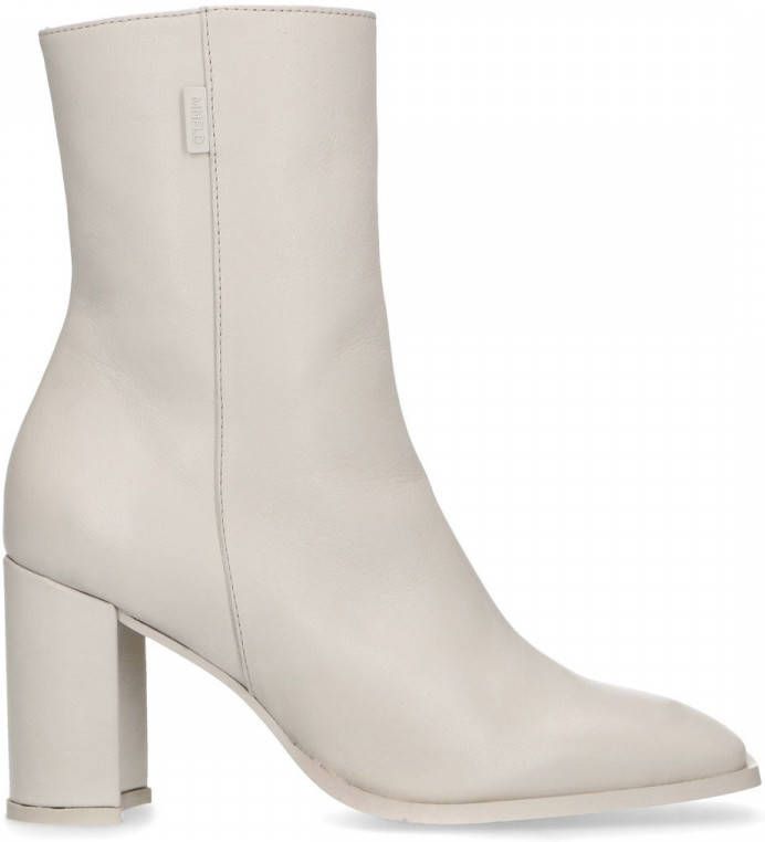 Manfield Off white enkellaarsjes met carré neus