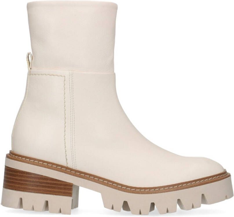 Manfield Off white leren enkellaarsjes