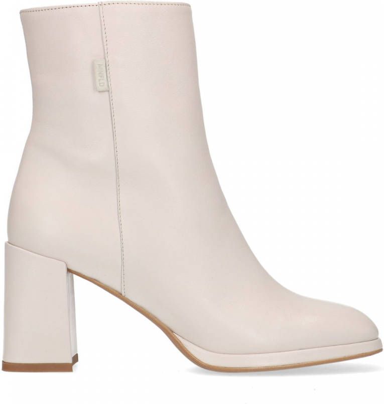 Manfield Off white leren enkellaarsjes met hak