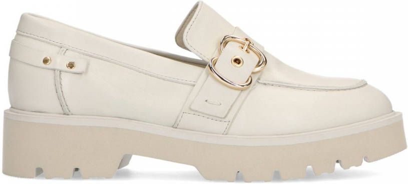 Manfield Off white leren loafers met gesp
