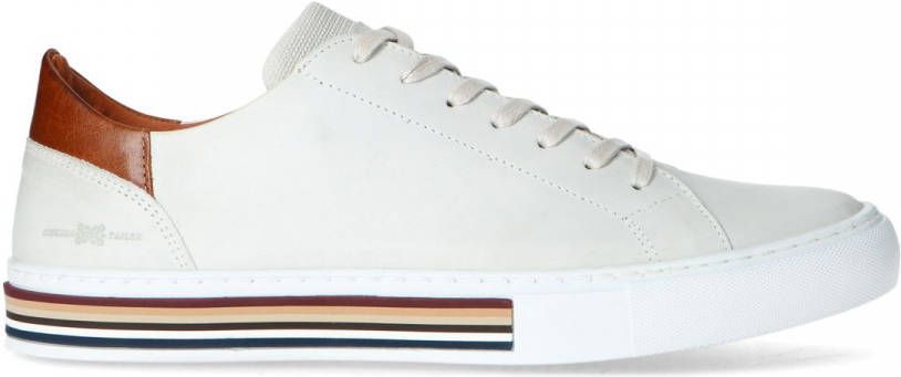 Manfield Off white leren sneakers met gestreepte zool
