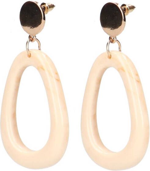 Manfield Offwhite oorbellen met print