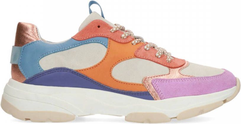 Manfield Paarse leren sneakers