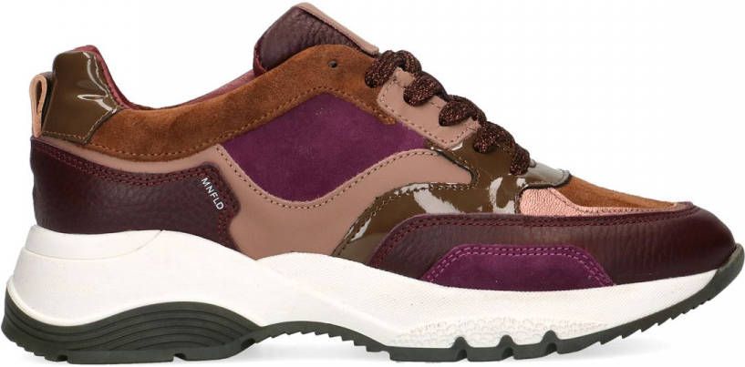 Manfield Paarse leren sneakers met suède details