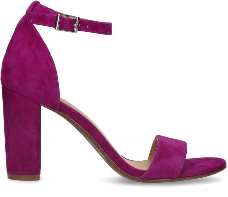 Manfield Paarse leren sandalen met hak