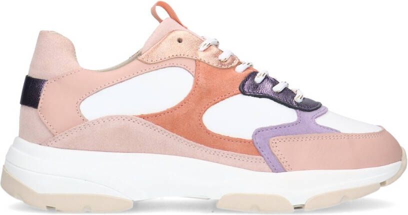 Manfield Roze leren sneakers