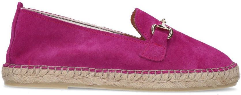 Manfield Roze suède espadrilles met goudkleurig detail