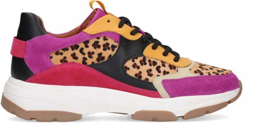 Manfield Roze suède sneakers met panterprint