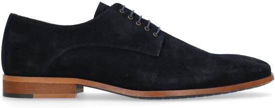 Manfield Donkerblauwe suède veterschoenen