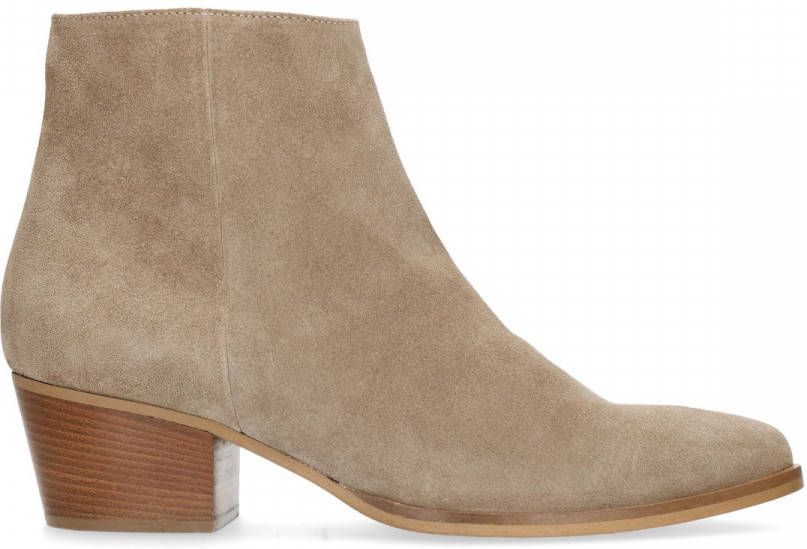 Manfield Taupe suède enkellaarsjes