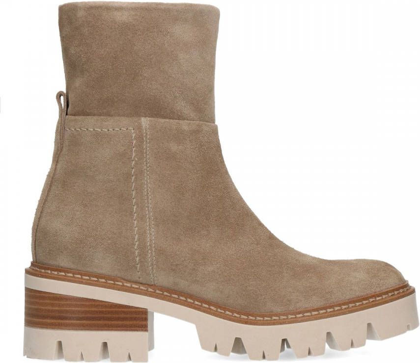 Manfield Taupe suède enkellaarsjes