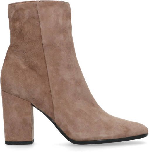 Manfield Taupe suède laarsjes met hak