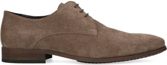 Manfield Taupe suède veterschoenen