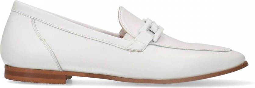 Manfield Witte leren loafers met chain