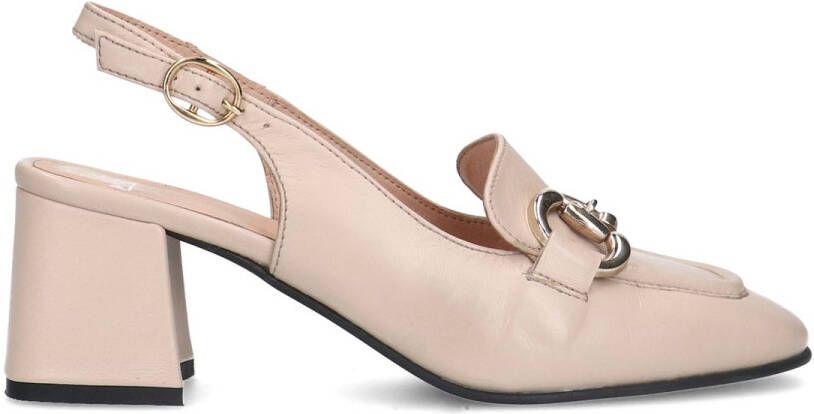 Manfield Witte leren slingback pumps
