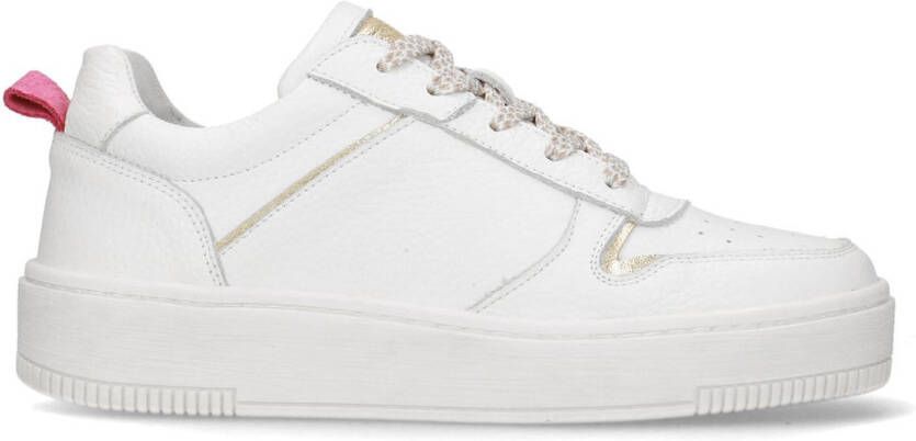 Manfield Witte leren sneakers