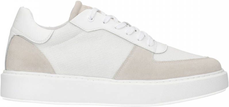 Manfield Witte leren sneakers met mesh details