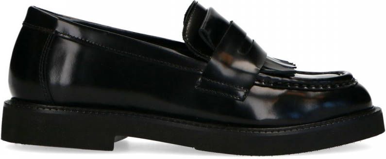 Manfield Zwart leren loafers