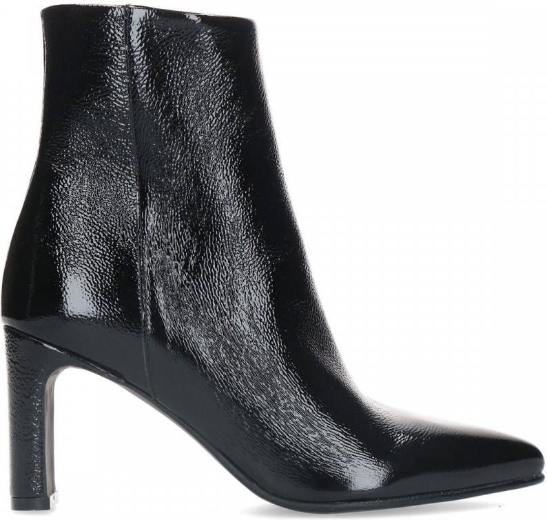 Manfield Zwarte lakleren enkellaarsjes met hak