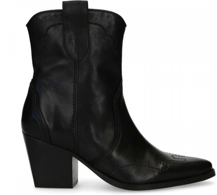 Manfield Zwarte leren cowboylaarzen