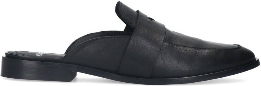 Manfield Zwarte leren loafer muiltjes