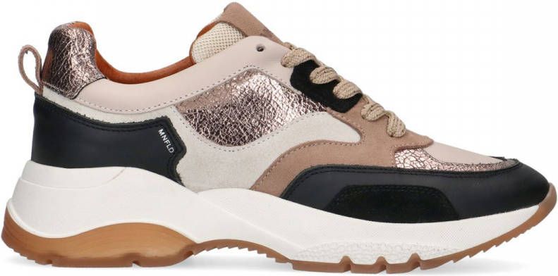 Manfield Zwarte leren sneakers