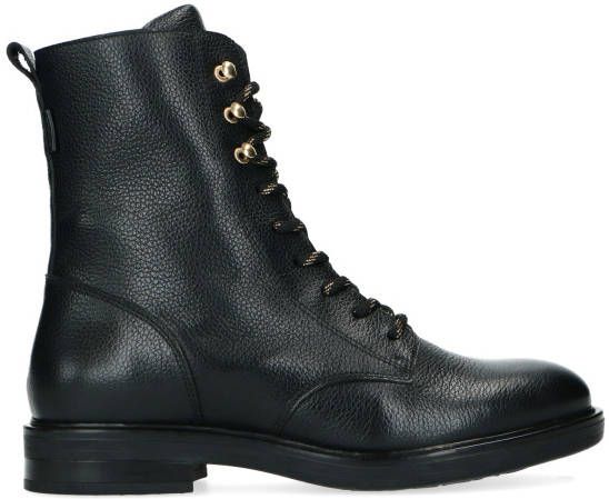 Manfield Zwarte leren veterlaarsjes