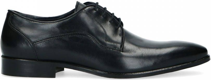 Manfield Zwarte leren veterschoenen