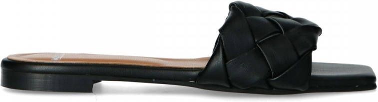 Manfield Zwarte muiltjes met gevlochten detail