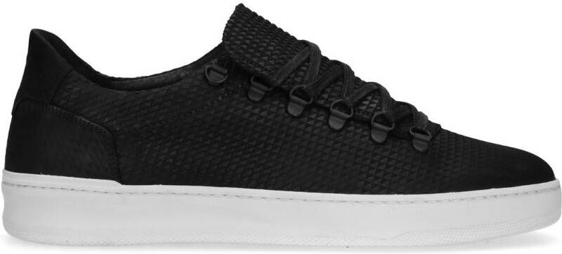 Manfield Zwarte nubuck sneakers met patroon