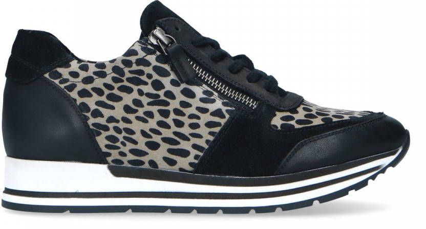 Manfield Zwarte sneakers met panterprint