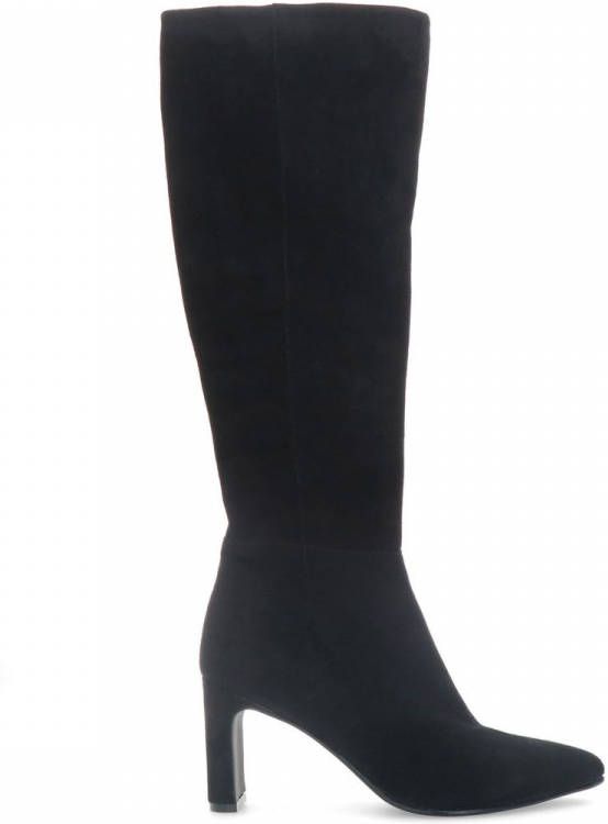 Manfield Zwarte suède hoge laarzen met hak