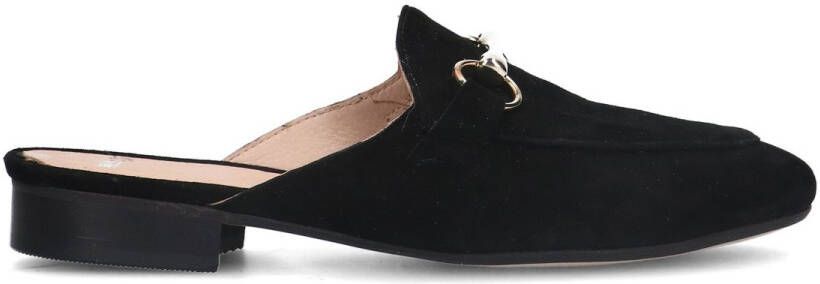 Manfield Zwarte suède loafer muiltjes
