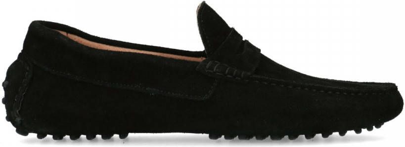Manfield Zwarte suède loafers
