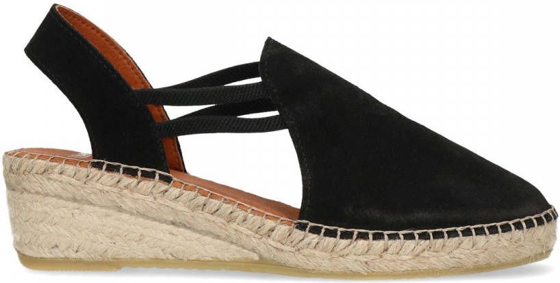 Manfield Zwarte suède sandalen met sleehak