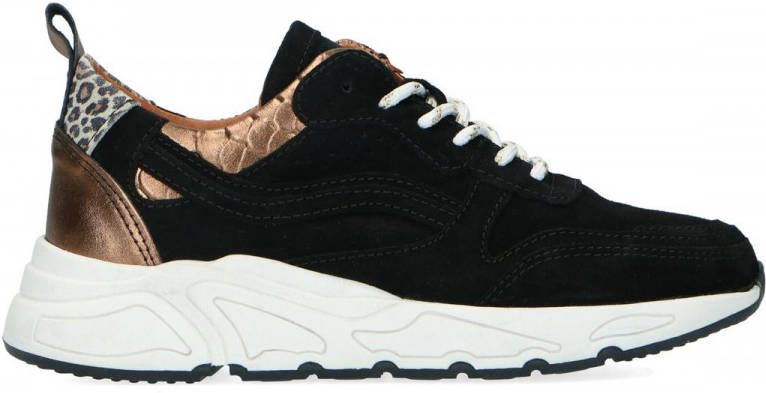 Manfield Zwarte suède sneakers