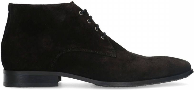 Manfield Zwarte suède veterschoenen