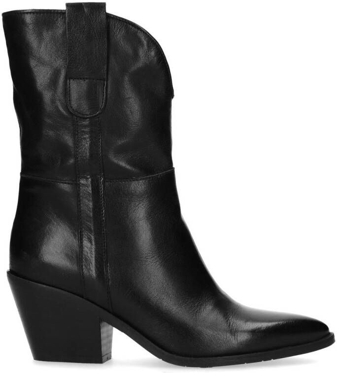Manfield Zwarte western laarzen met hak