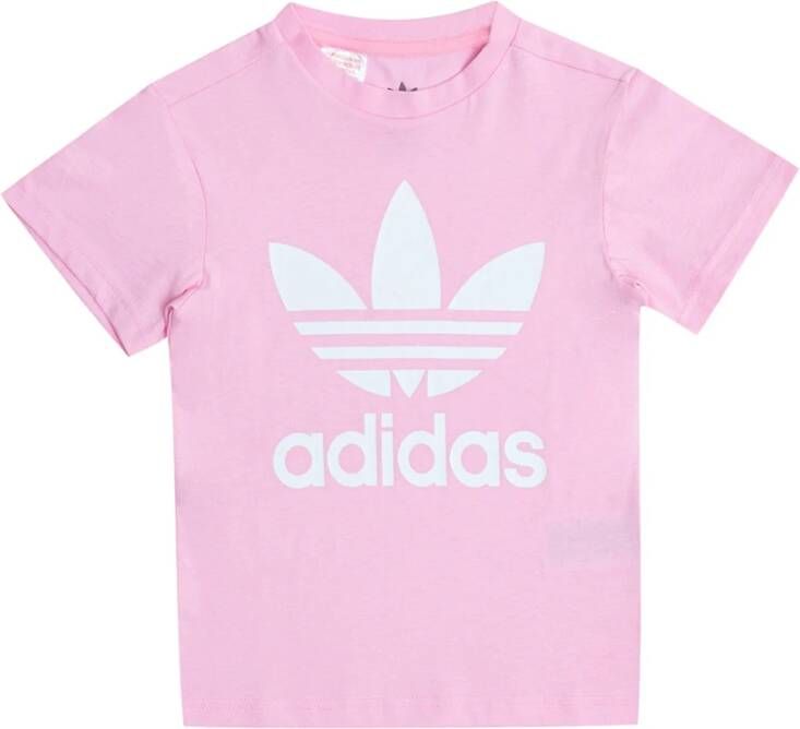 Adidas Girls Adicolor Shortsleeve Tee basisschool T Shirts Pink Katoen Jersey